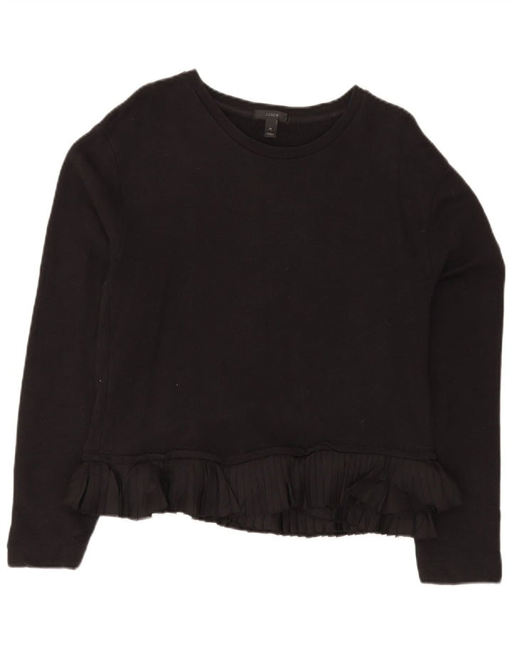 J. CREW Damen-Sweatshirt-Pullover UK 14 Mittelschwarze Baumwolle