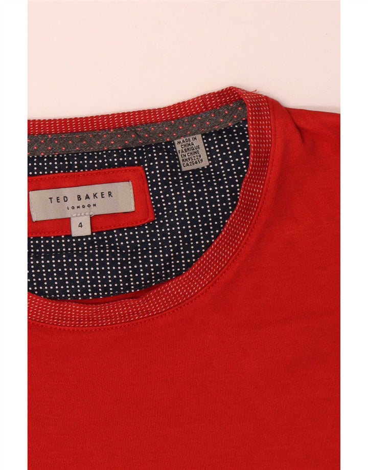 Ted Baker Herren T-Shirt Top Größe 4 Große rote Baumwolle