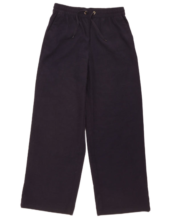 Zara Damen-Chinohose mit weitem Bein, Größe L, W30, L31, Marineblau, Polyester