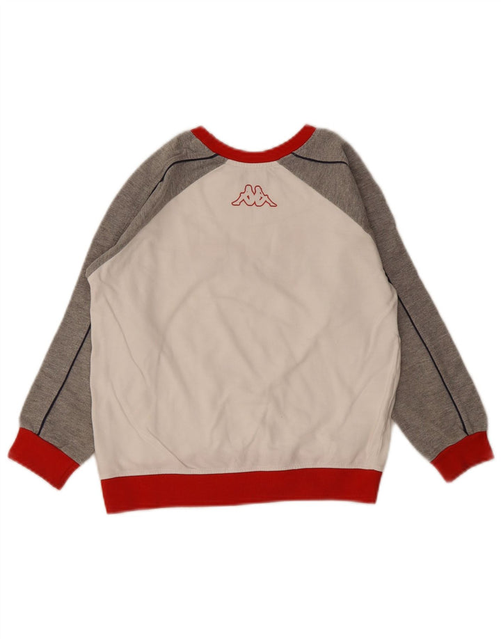 Kappa Jungen-Sweatshirt mit Grafik, 6–7 Jahre, weiße Blockfarben-Baumwolle