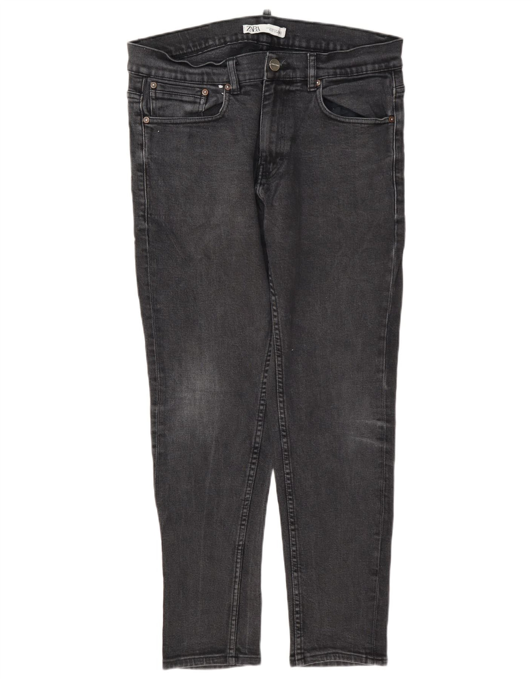Zara Herren Slim Jeans EU 44 Large W34 L30 Graues Polyester