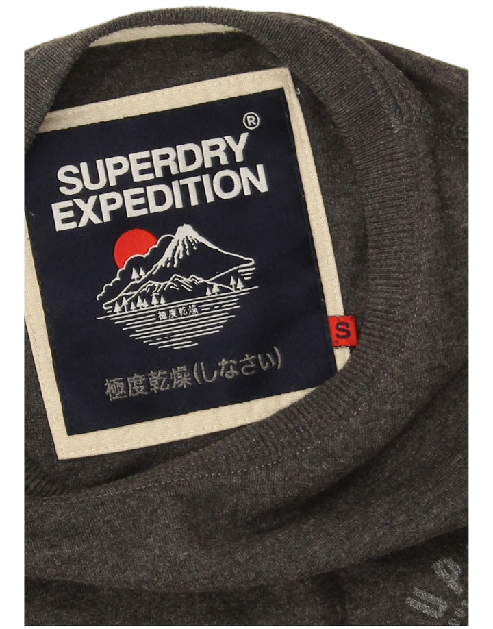 Superdry Herren-Oberteil, langärmelig, klein, graue Baumwolle