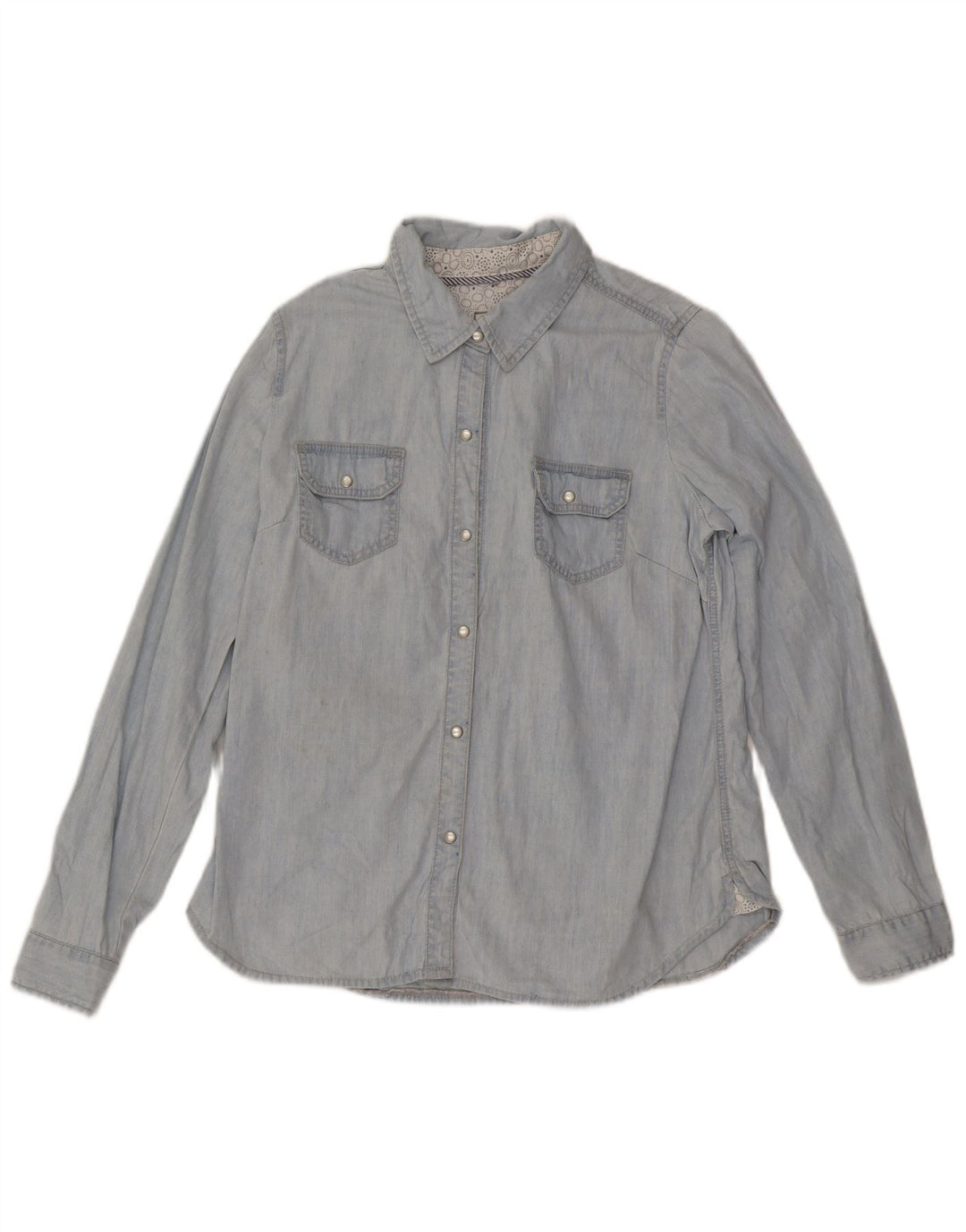 Fat Face Damen Jeanshemd UK 16 Large Blau Baumwolle