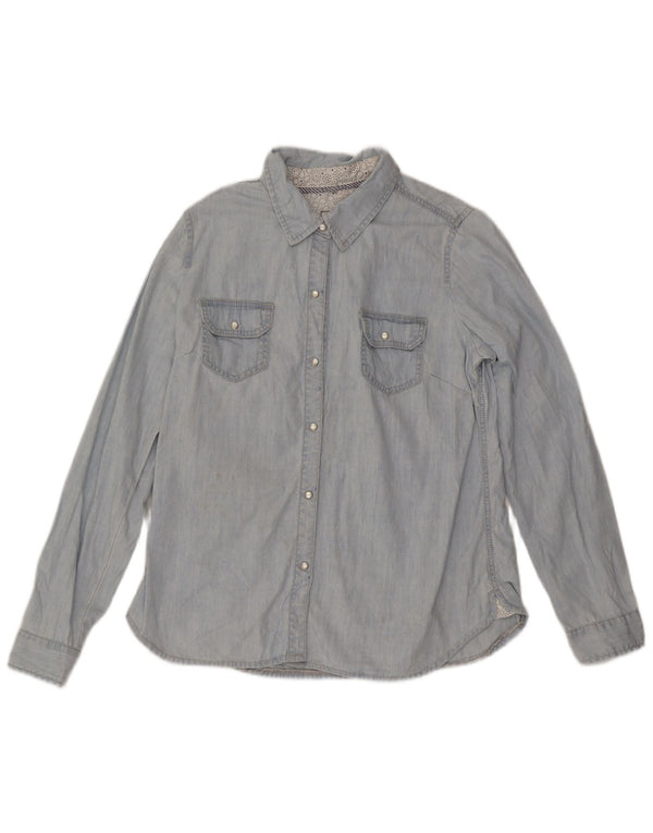 Fat Face Damen Jeanshemd UK 16 Large Blau Baumwolle