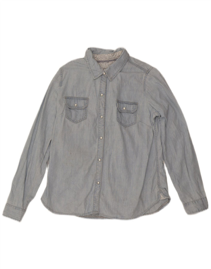 Fat Face Damen Jeanshemd UK 16 Large Blau Baumwolle
