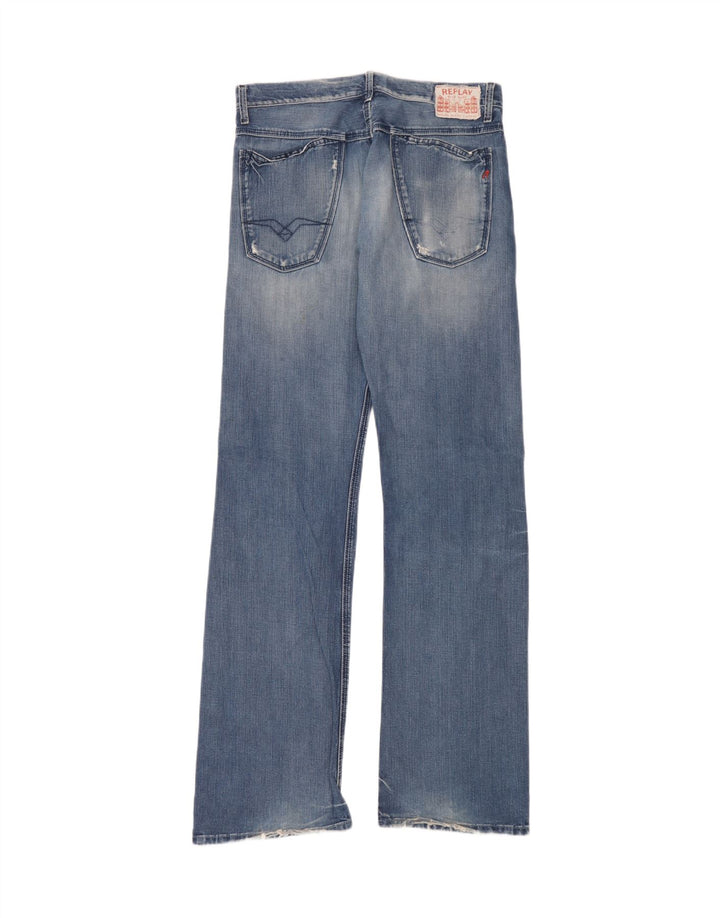 Replay Herren Bootcut Jeans W33 L36 Blaue Baumwolle