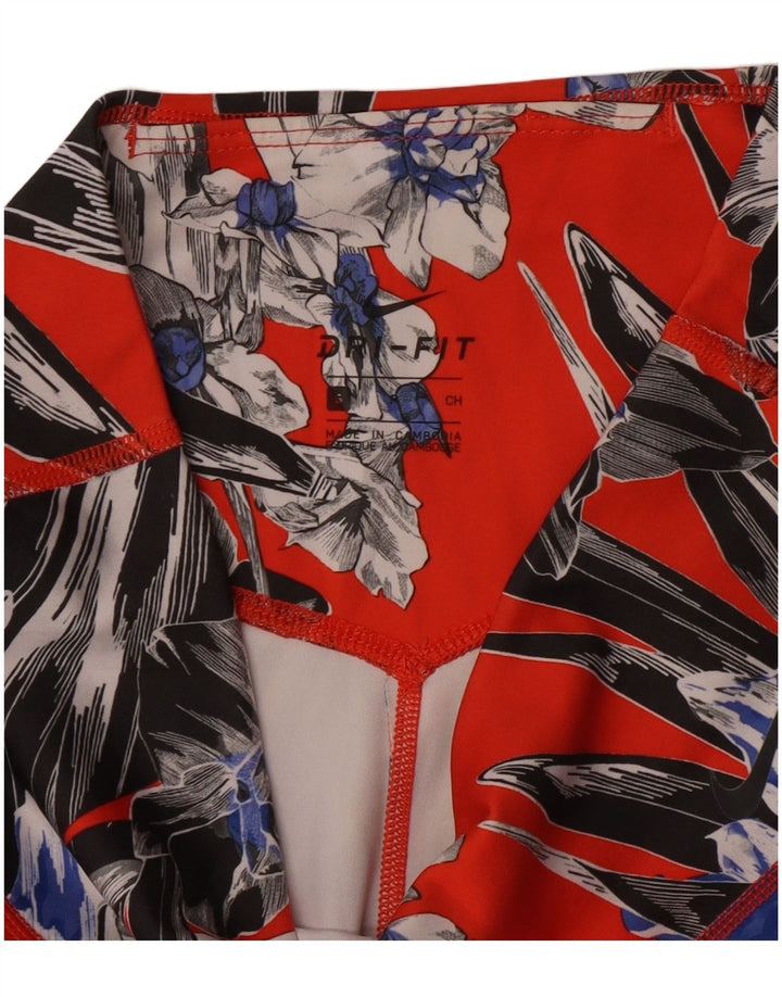 Nike Damen Dri Fit Leggings UK 10 Small Red Floral