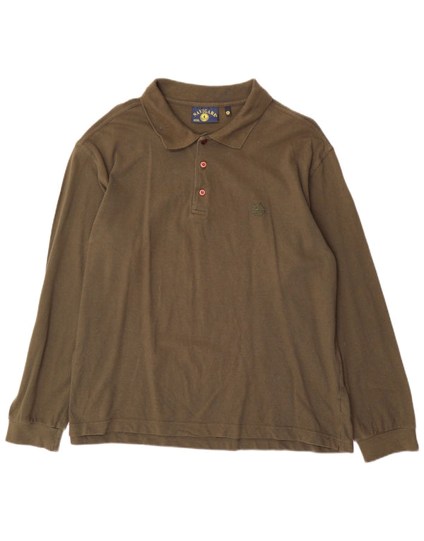 Navigare Herren-Langarm-Poloshirt, 3XL, Khaki, Baumwolle