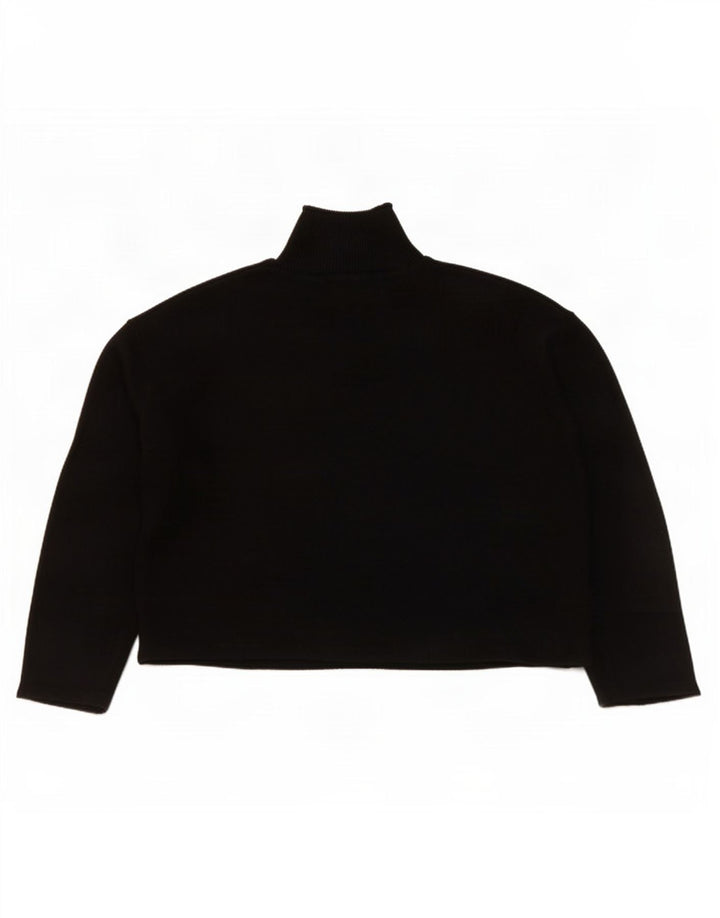 Zara Damen Crop Oversized Rollkragenpullover Pullover UK 14 Medium Schwarz
