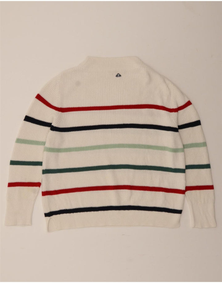 BARBOUR Womens Turtle Neck Jumper Sweater UK 16 Large White Striped Vintage Barbour and Second-Hand Barbour from Messina Hembry 