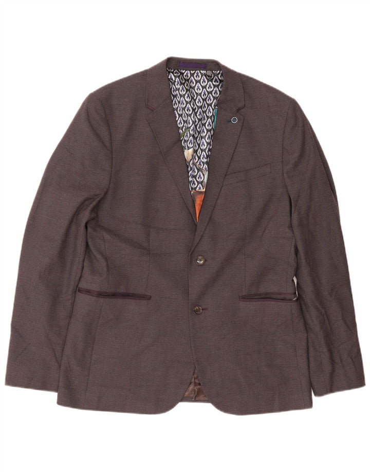 Ted Baker Herren-Blazer mit 2 Knöpfen, Größe 4, groß, lila, Polyester, modern