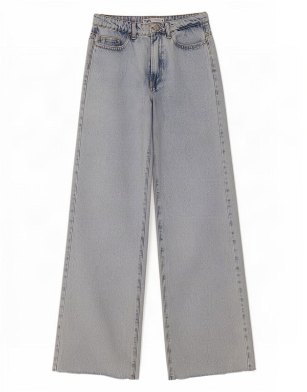Zara Damen-Jeans mit hoher Taille und weitem Bein, EU 36, XS, W26, L32, Blau