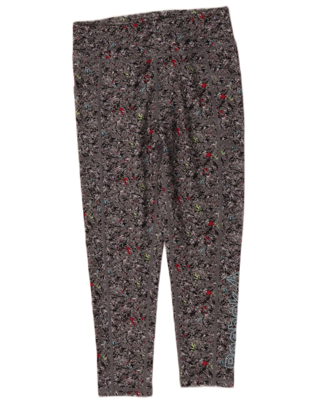 Reebok Mädchen-Leggings, 10–11 Jahre, groß, graues Blumenmuster, Polyester