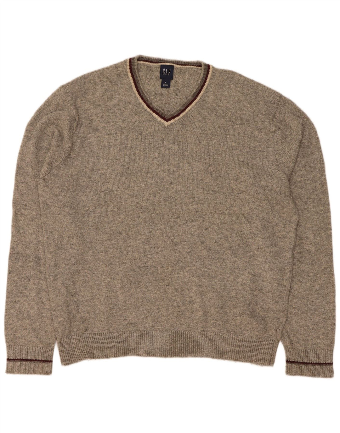 Gap Herren-Pullover mit V-Ausschnitt, groß, grau gefleckte Baumwolle