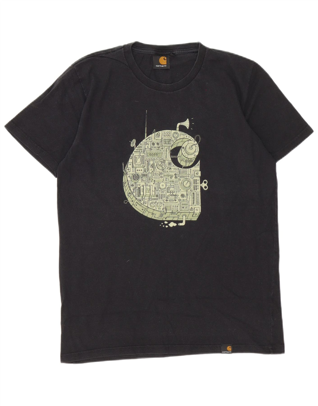 Carhartt Herren Grafik-T-Shirt-Oberteil aus mittelschwarzer Baumwolle