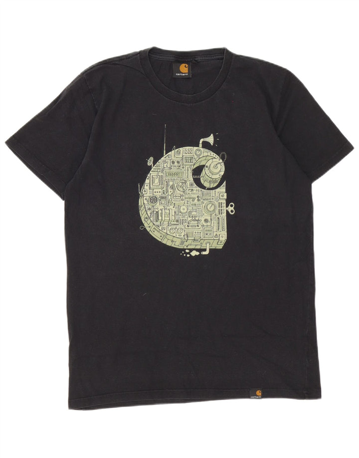 Carhartt Herren Grafik-T-Shirt-Oberteil aus mittelschwarzer Baumwolle