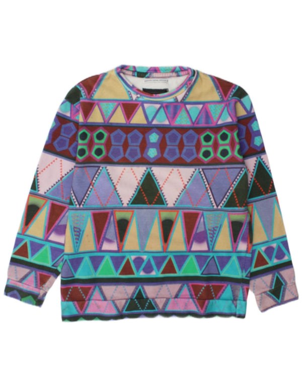 Vintage Womens Sweatshirt Jumper UK 14 Medium Multicoloured Geometric