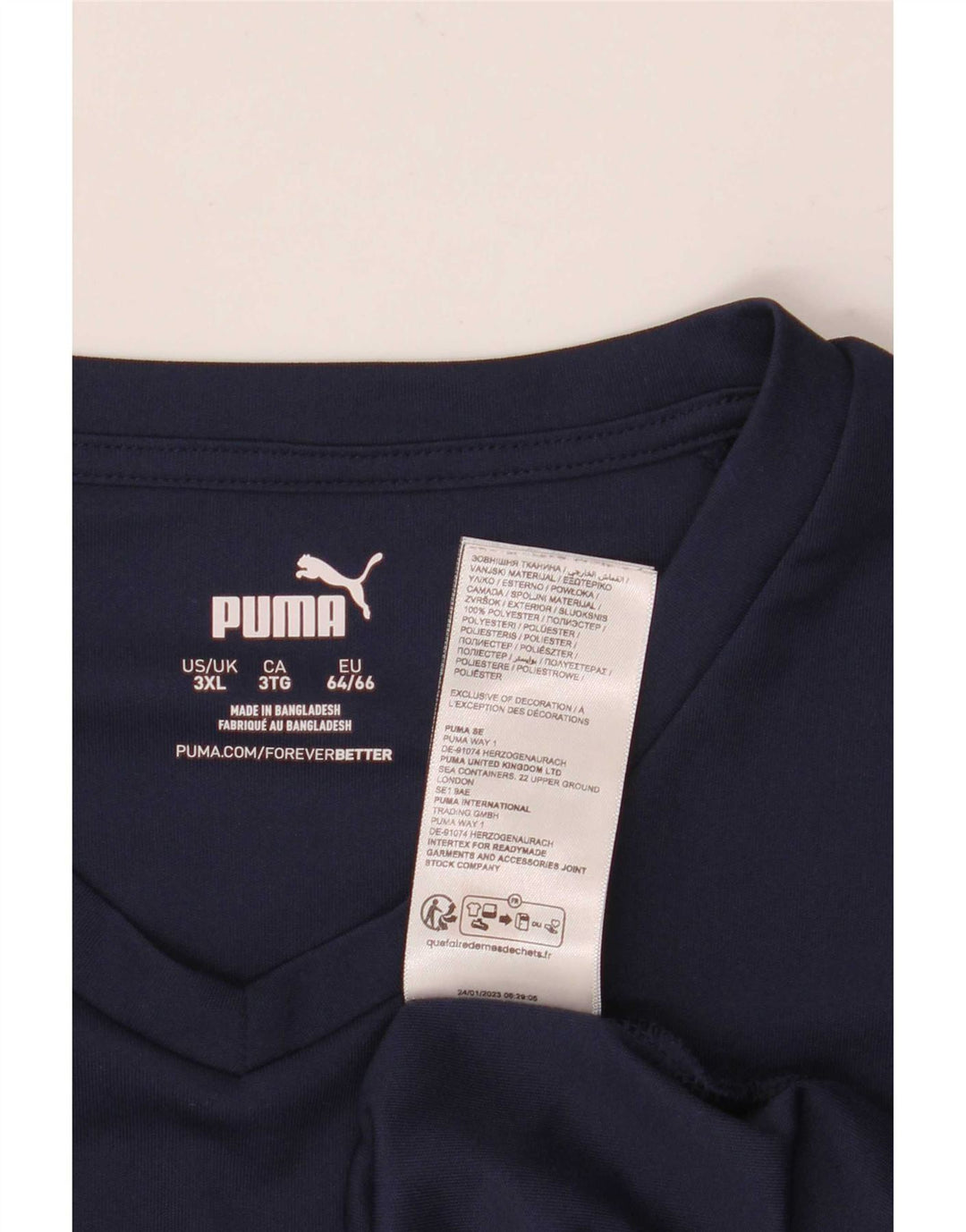 Puma Herren T-Shirt Top 3XL Marineblau Polyester