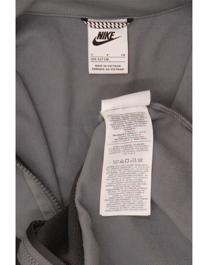 Nike Jungen-Trainingsanzugoberteil mit Grafik, 8–9 Jahre, Größe S, Grau, Farbblock