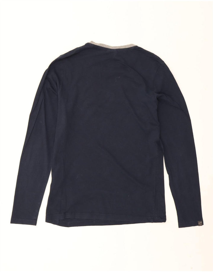 Jack & Jones Herren-Grafik-Oberteil, langärmelig, mittelblau, Baumwolle