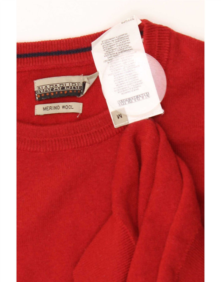 Napapijri Herren-Pullover mit Rundhalsausschnitt, mittelrote Merinowolle