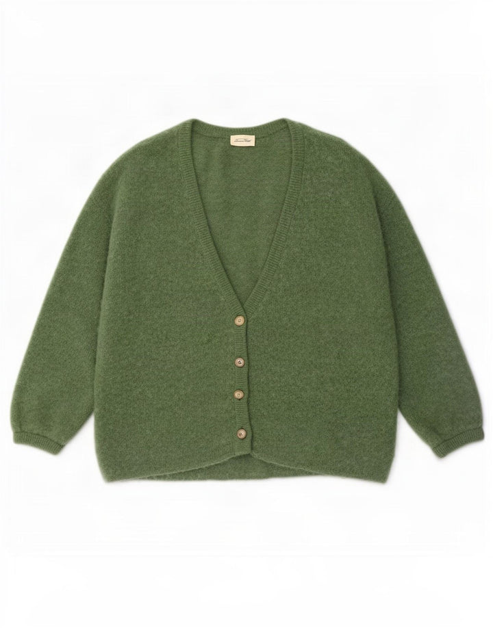 Vintage Damen 3/4 Ärmel übergroßer Cardigan Pullover UK 14 Mittelgrün