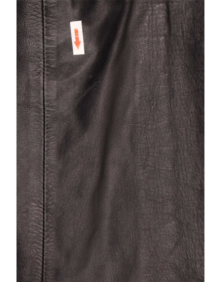 Vintage Damen Ledermantel UK 12 Mittelschwarzes Leder