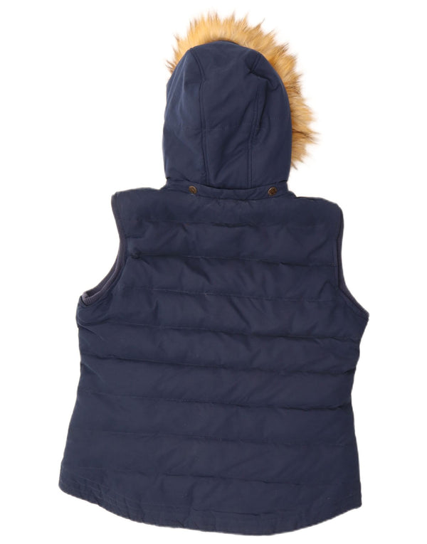 Fat Face wattierte Damen-Weste mit Kapuze, UK 14, Größe L, Marineblau, Polyester