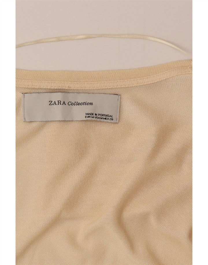 Zara Damen Longline-Cardigan-Pullover UK 12 Mittelbeige