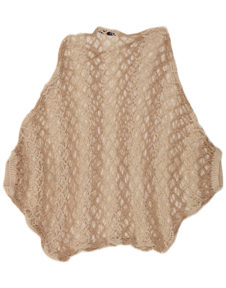 Zara Damen Häkel-Poncho-Oberteil UK 16 Large Beige