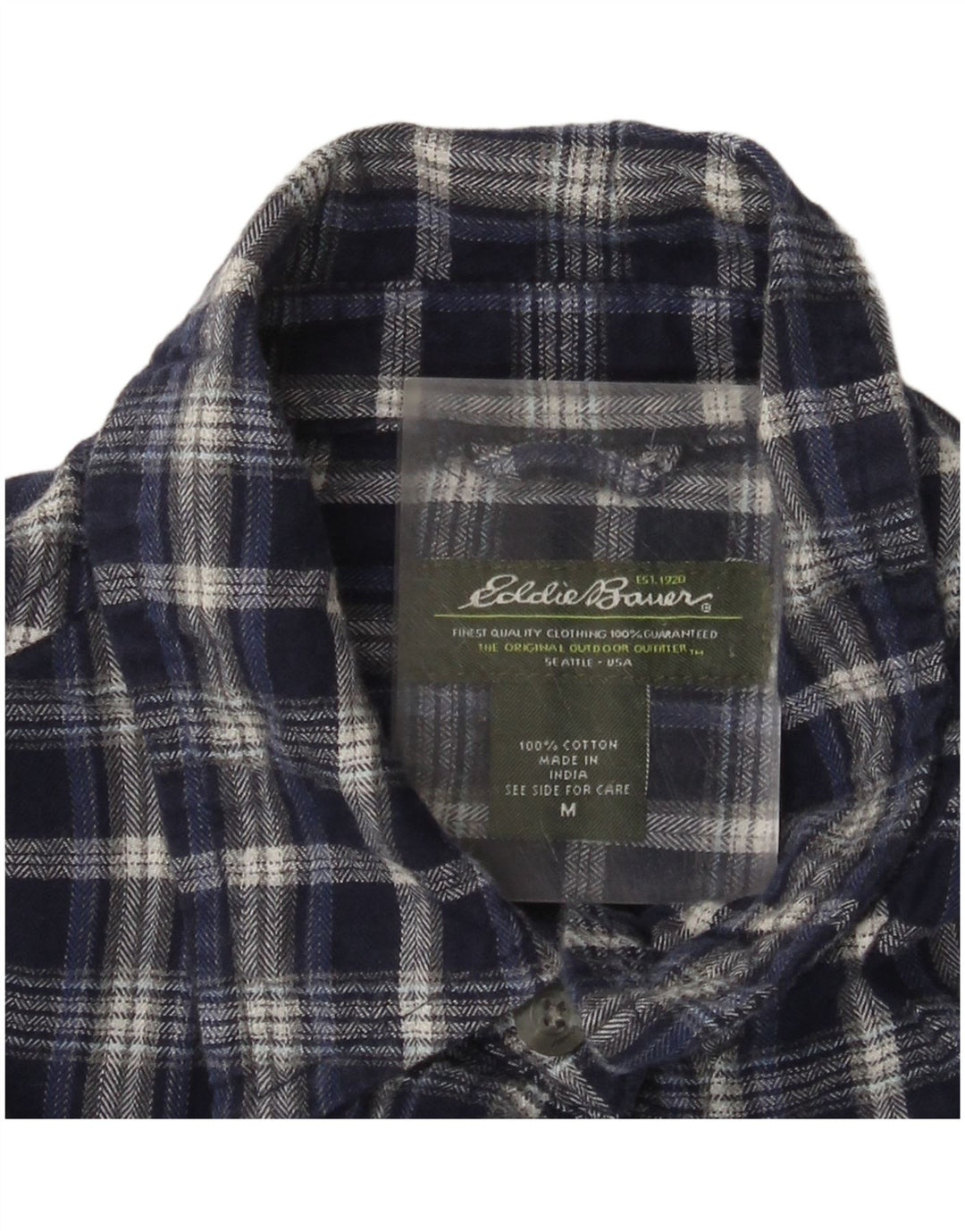 Eddie Bauer Damen Flanellhemd UK 14 Medium Navy Blue Check Baumwolle
