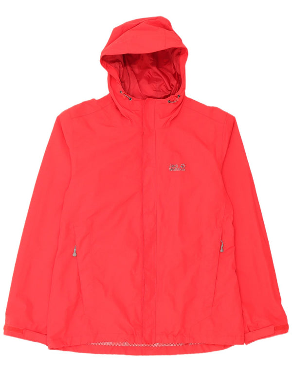 Jack Wolfskin Herren-Regenjacke mit Kapuze, UK 40/42, großes rotes Nylon