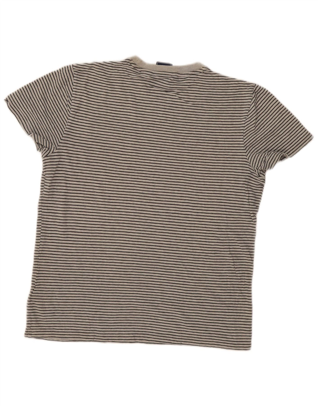 Superdry Herren T-Shirt-Oberteil aus mittelgrauer Nadelstreifen-Baumwolle