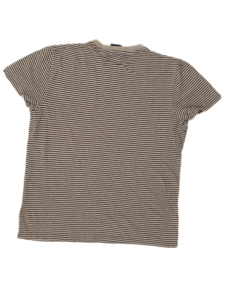 Superdry Herren T-Shirt-Oberteil aus mittelgrauer Nadelstreifen-Baumwolle
