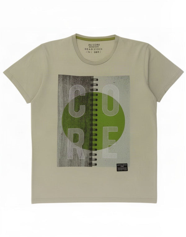 Jack & Jones Mens Graphic T-Shirt Top XL Green Cotton