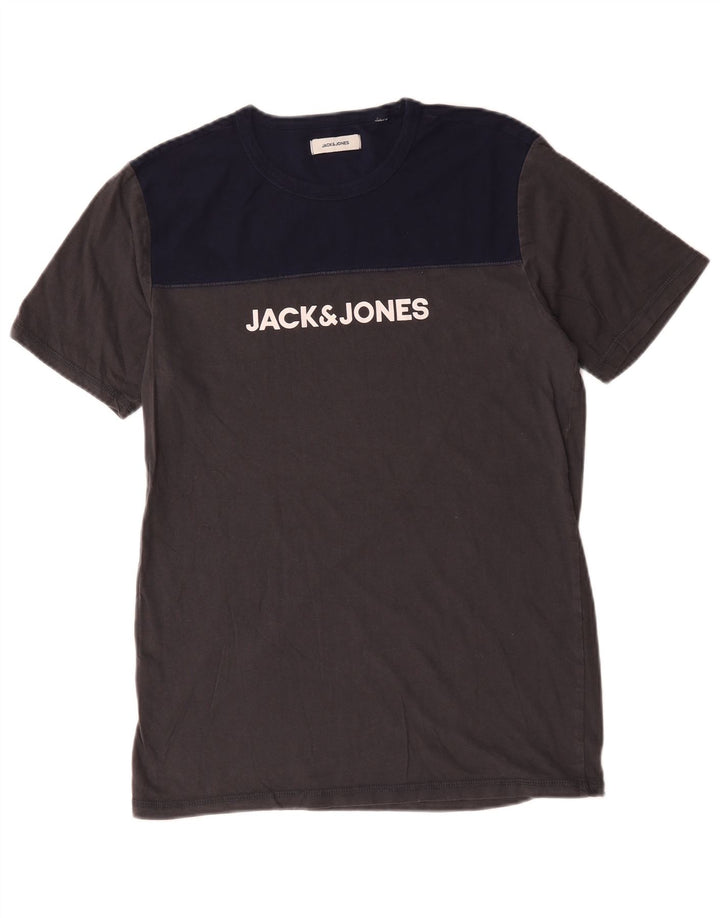 Jack & Jones Herren-T-Shirt mit Grafik, Mittelgrau, Farbblock