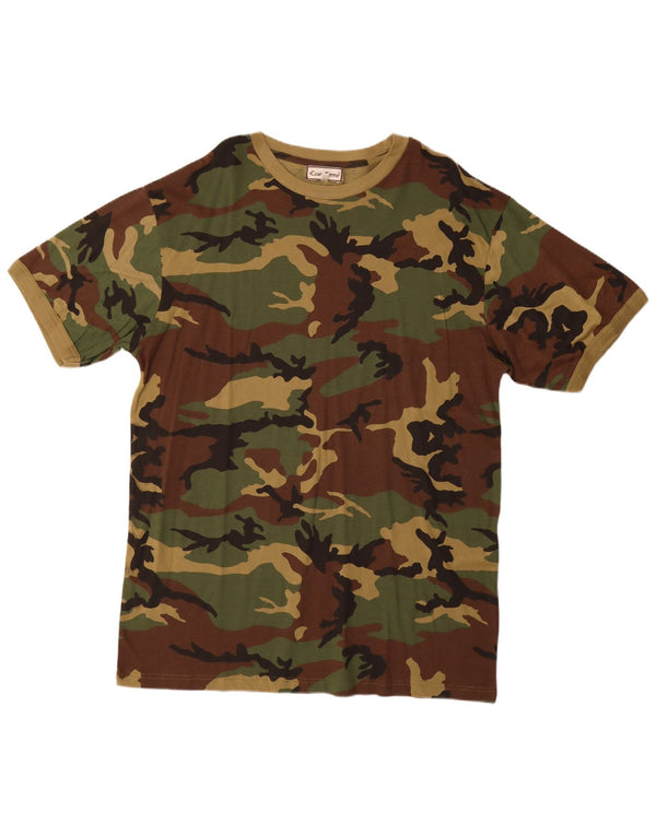 ESSE EMME Herren T-Shirt Top 2XL Khaki Camouflage Baumwolle