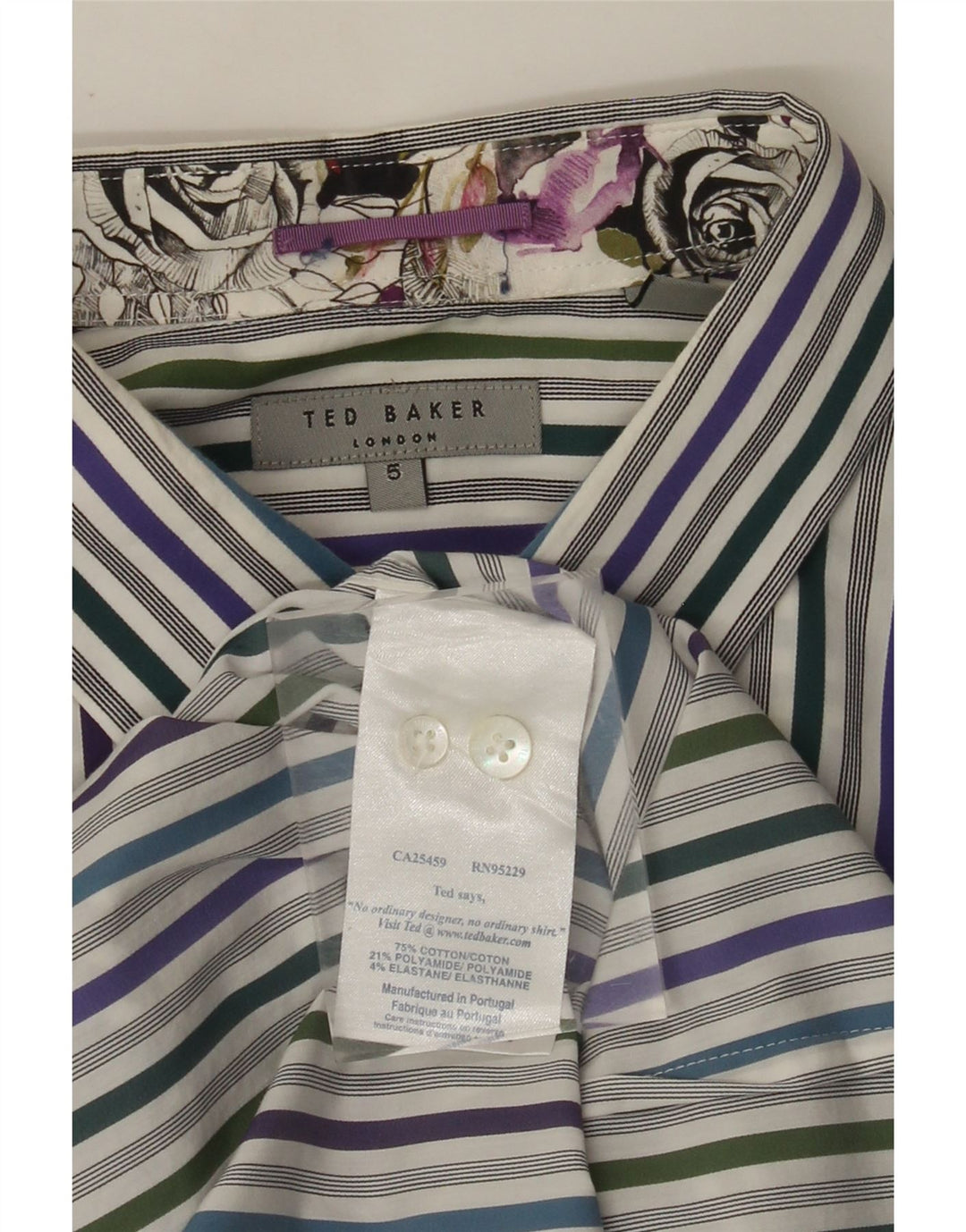 TED BAKER formelles Herrenhemd, Größe 5, groß, blaue Nadelstreifen-Baumwolle