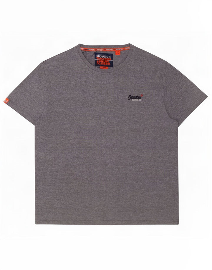 Superdry Herren T-Shirt Top Large Grau Baumwolle