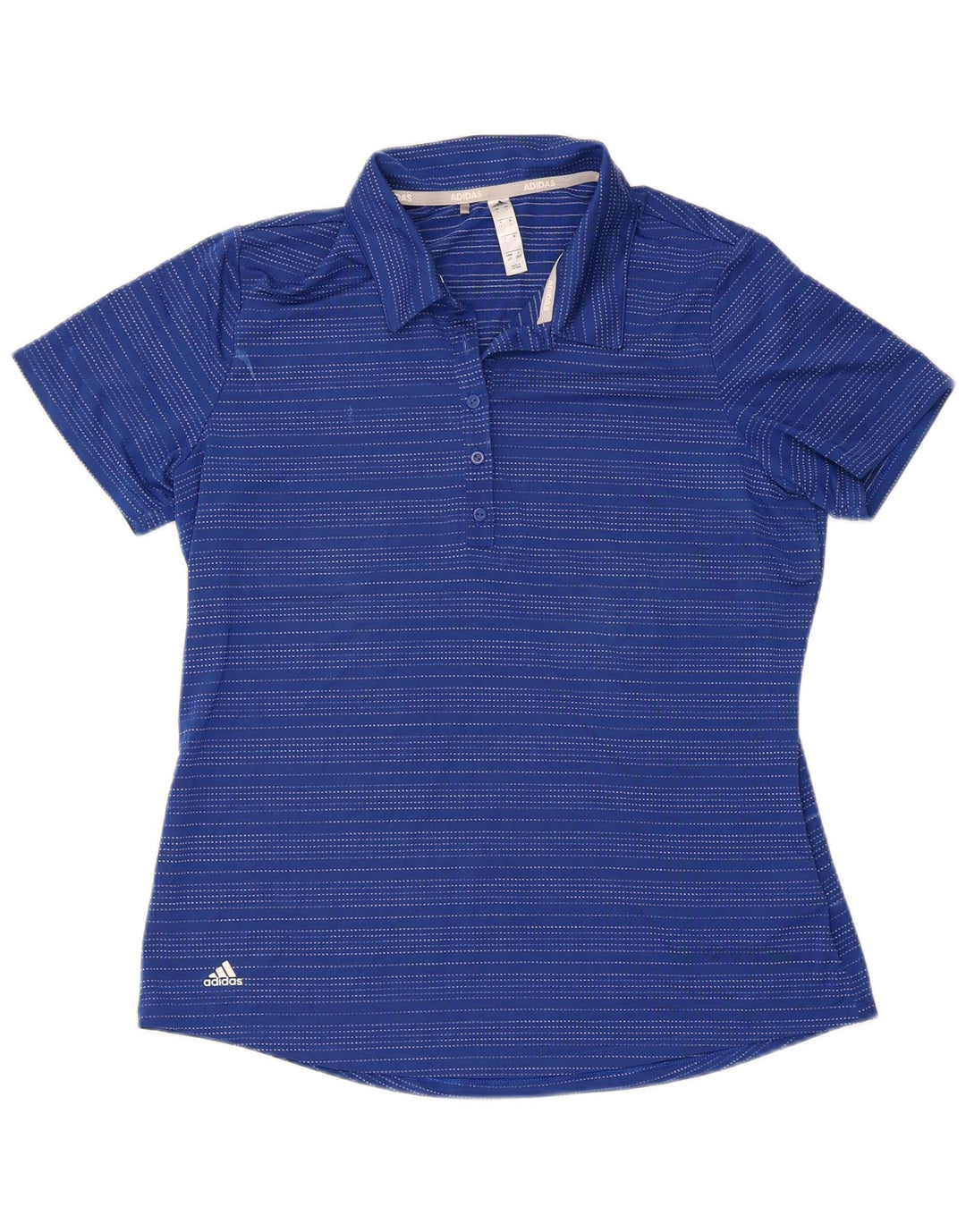 Adidas Damen Kurzarm-Poloshirt, groß, blau gestreift, Polyester