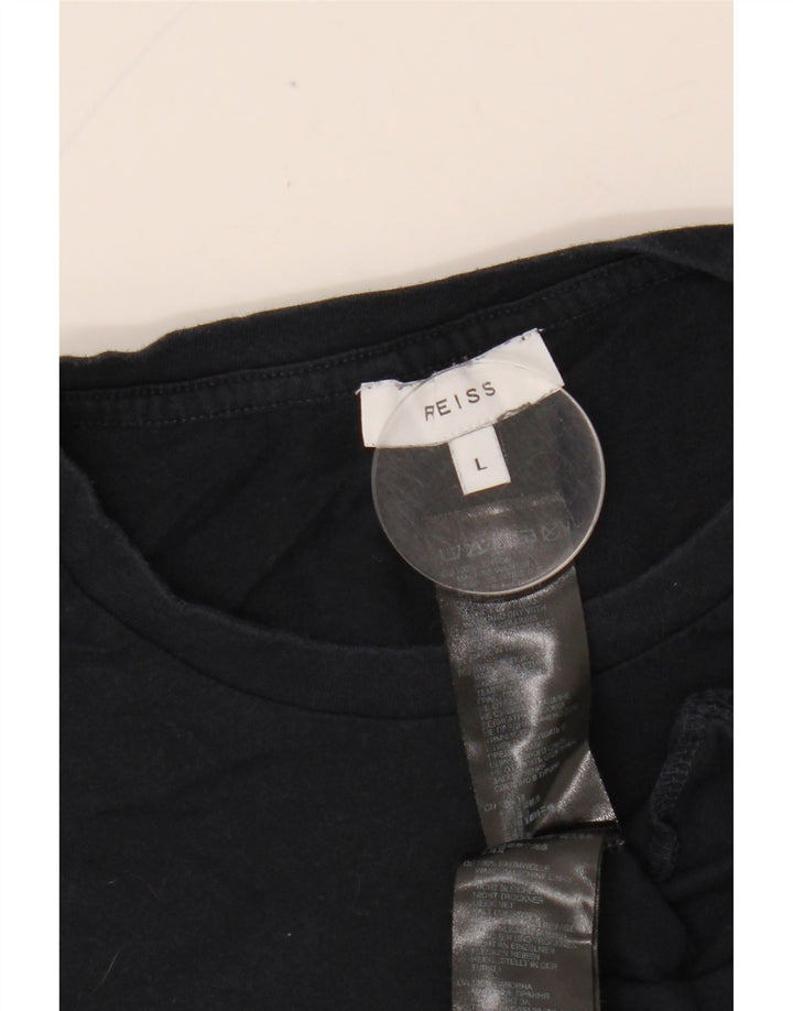 REISS Damen T-Shirt Top UK 16 Large Marineblau Baumwolle