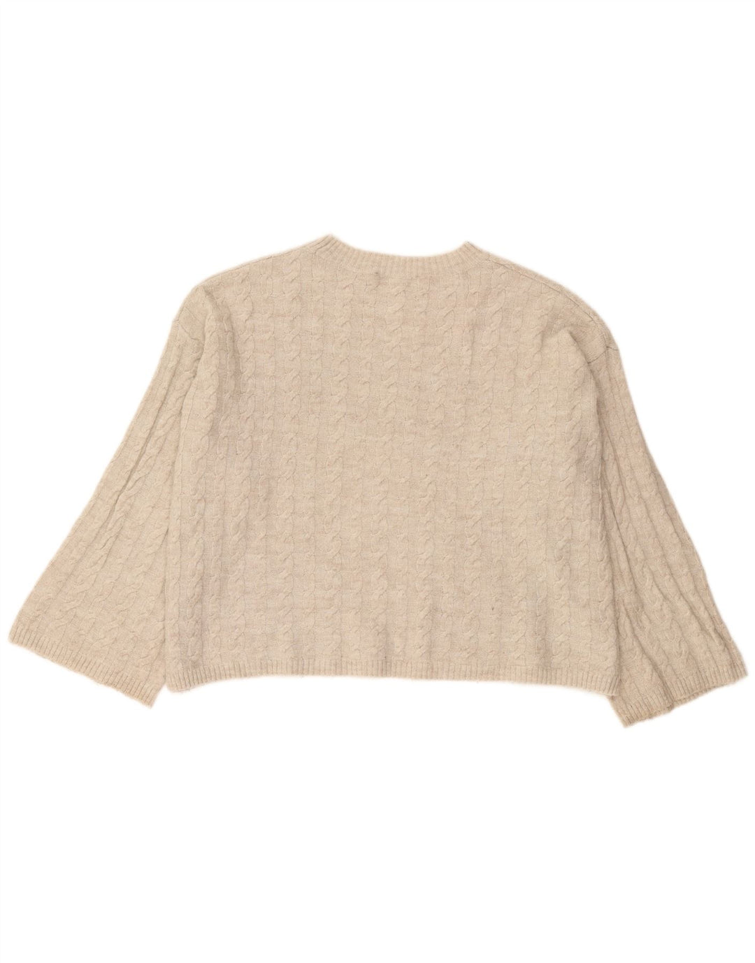 Zara Damen-Pullover, übergroß, Rundhalsausschnitt, Gr. 10, Größe S, Beige