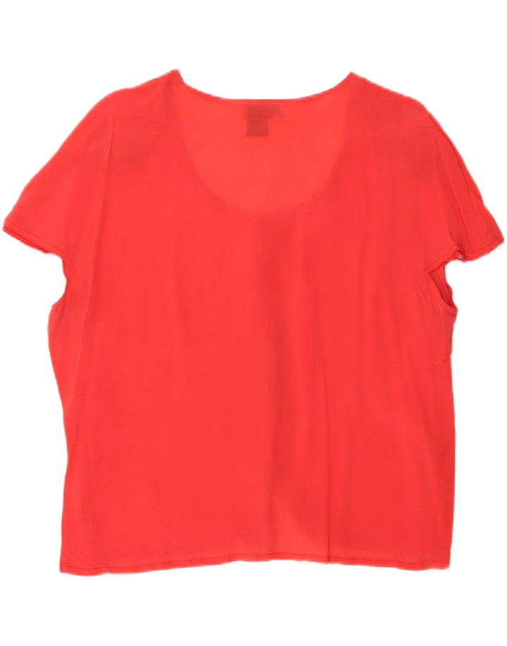 VINTAGE Womens Short Sleeve Shirt Blouse IT 46 Large Red Acetate Vintage Vintage and Second-Hand Vintage from Messina Hembry 