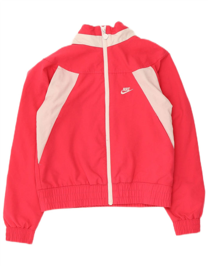 Nike Mädchen-Trainingsanzug-Top-Jacke, 10–11 Jahre, Mittelrosa, Farbblock