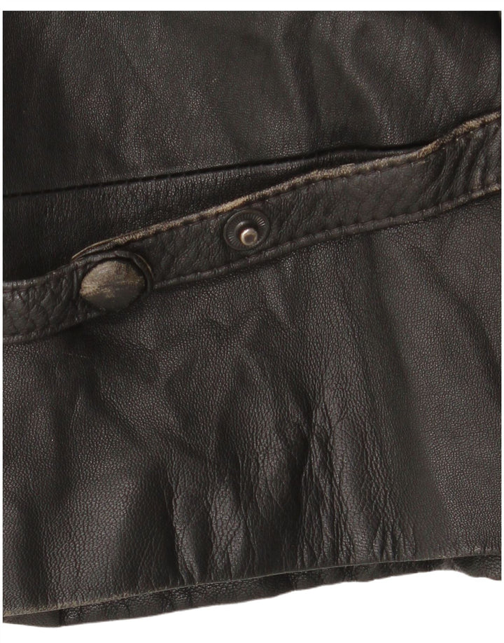 Vintage Damen Übergroße Lederjacke EU 46 XL Schwarzes Leder