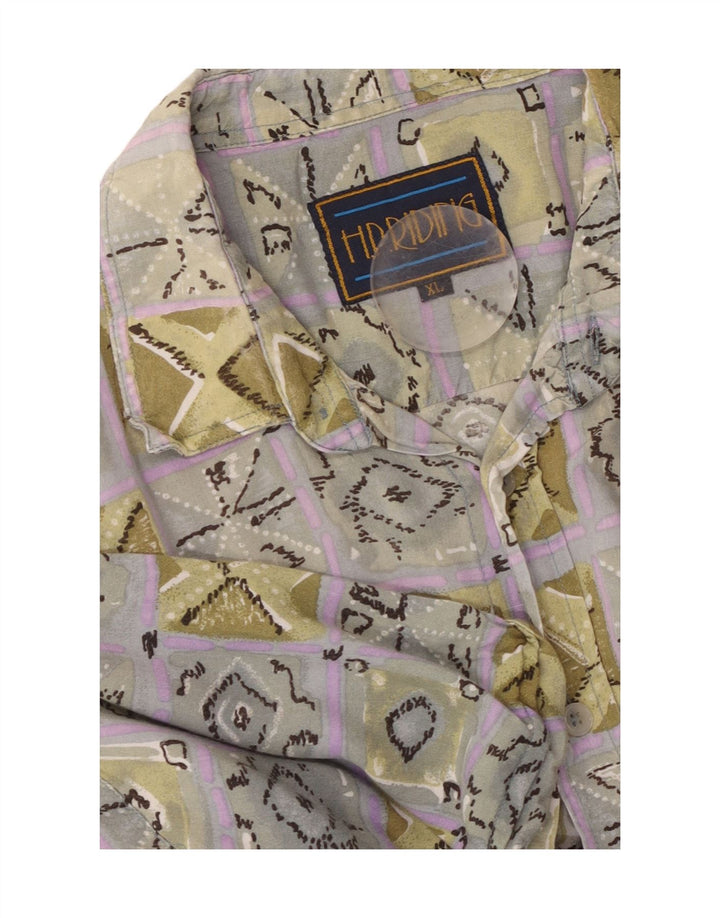 VINTAGE Herren Kurzarmhemd XL Mehrfarbige geometrische Viskose