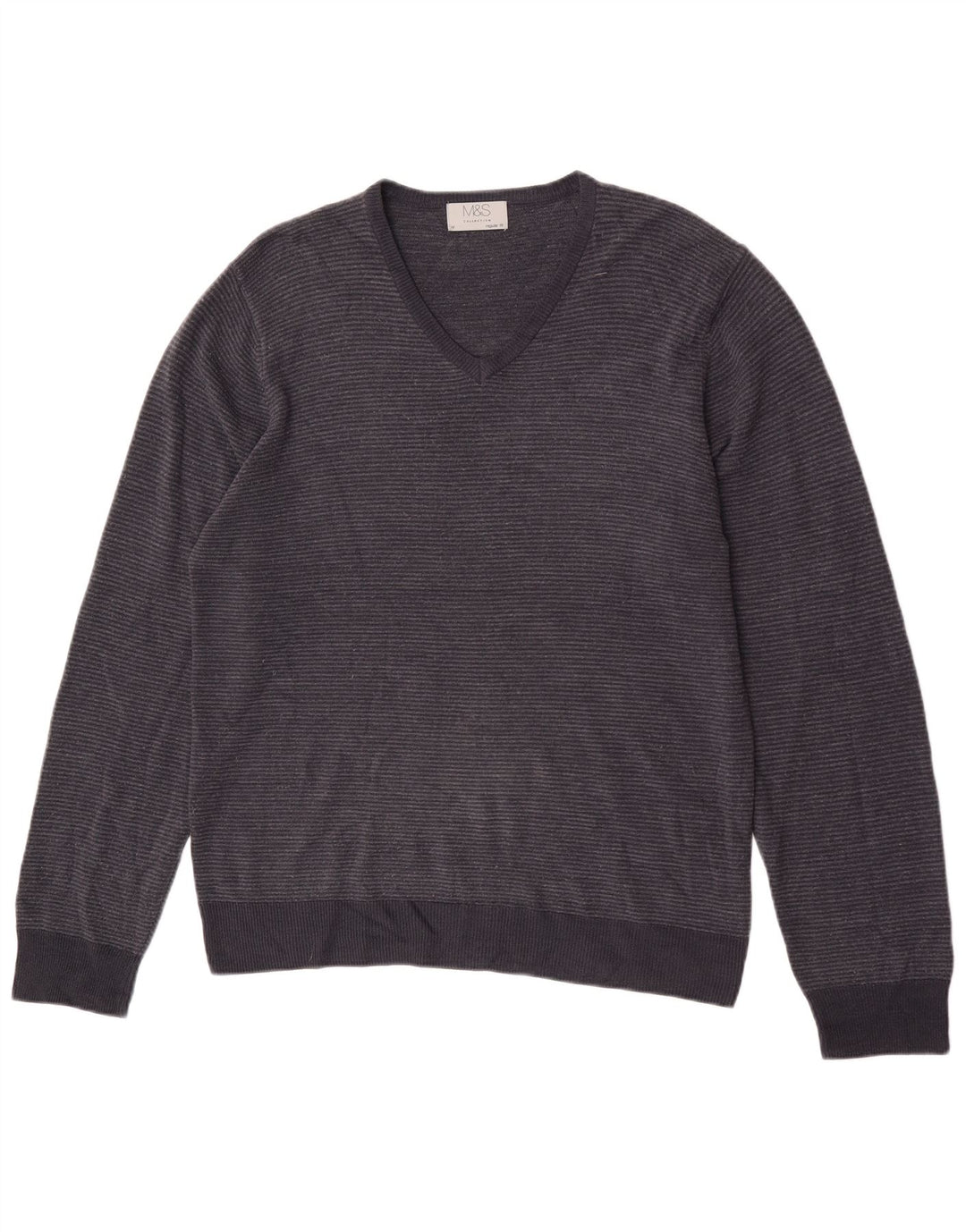 Marks & Spencer Herren-Pullover mit V-Ausschnitt, mittlerer marineblauer Nadelstreifen