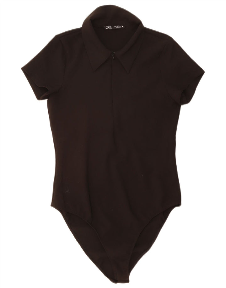 Zara Damen-Body mit Rollkragen, Größe 44, Schwarz, Polyester