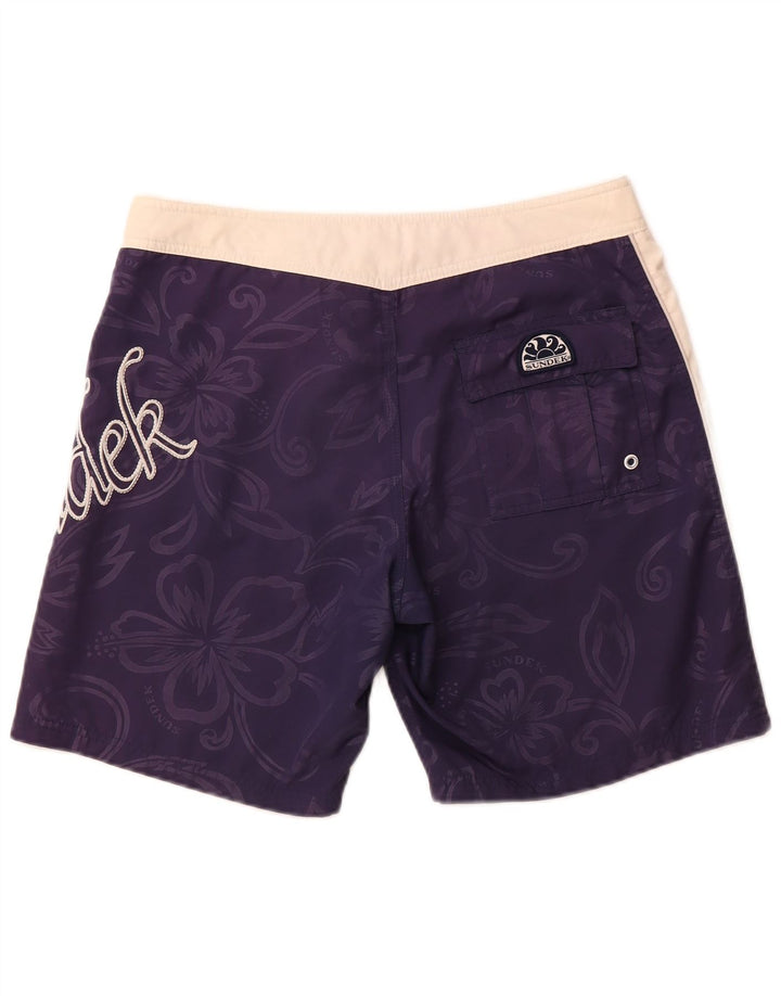 SUNDEK Herren-Badeshorts mit Grafik, mittelgroß, Marineblau, Blumenmuster, Polyester