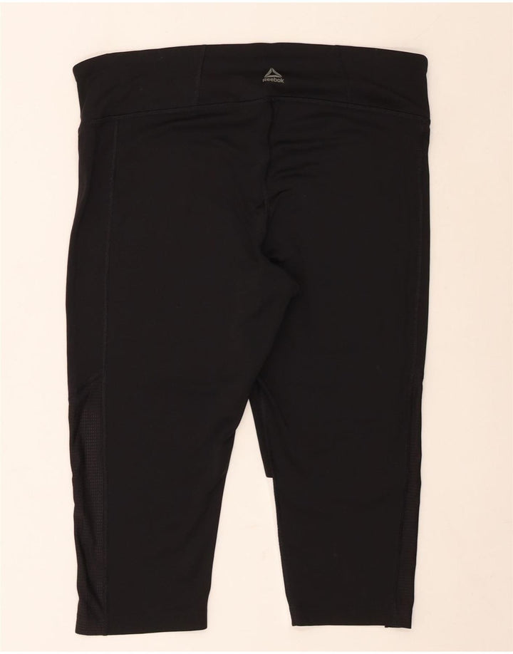 REEBOK Damen Capri-Leggings UK 20/22 XL Schwarzes Colourblock-Polyester